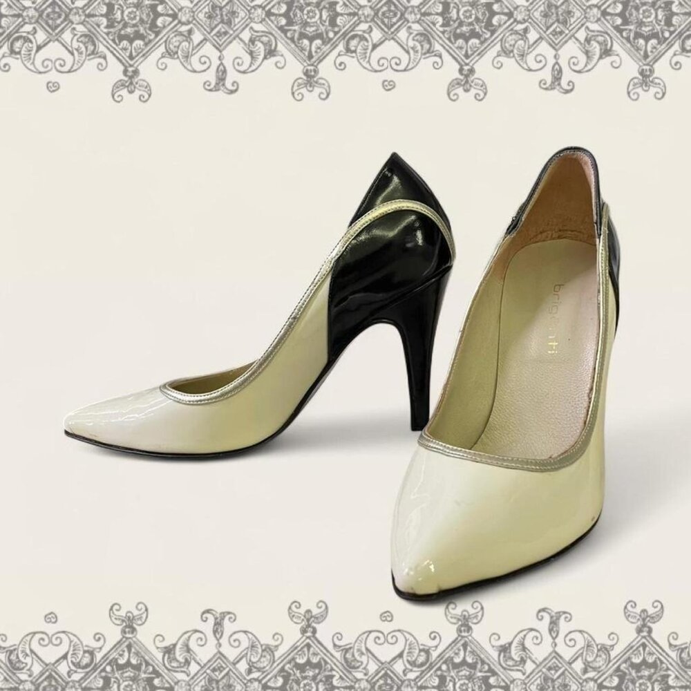 Vintage briganti Black and cream white stiletto heels